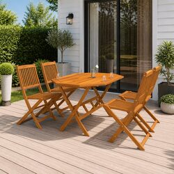 5 Piece Folding Garden Dining Set in Brown
