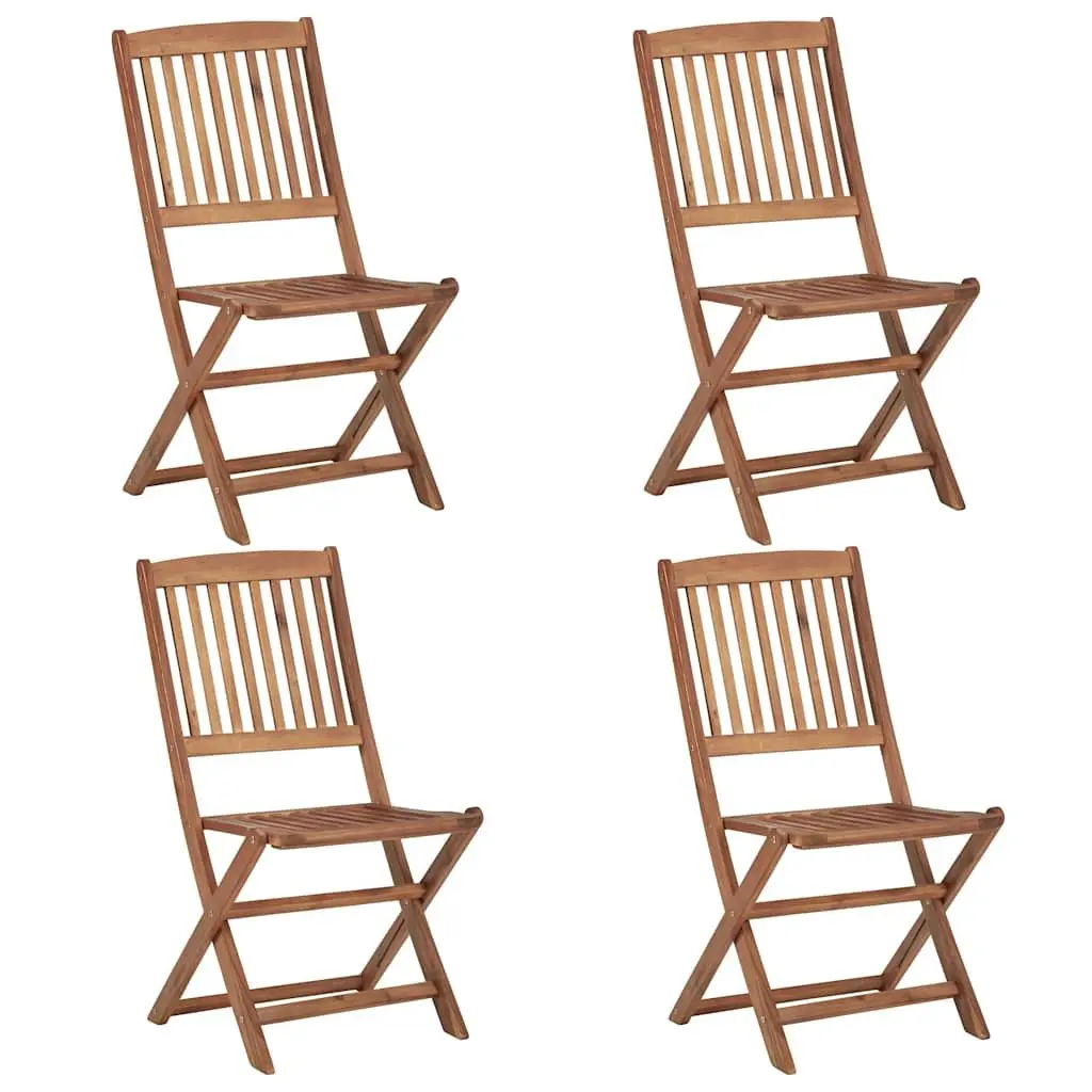 5 Piece Garden Dining Set Brown Foldable Outdoor Patio Table Chairs