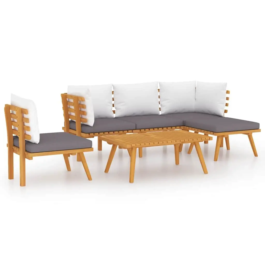 Garden Lounge Set Brown 6 Piece Solid Wood Weather Resistant with Cushions