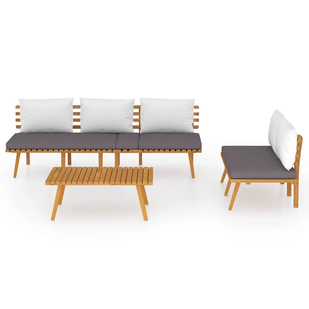 3 Piece Garden Lounge Set Brown Solid Acacia Wood Outdoor Furniture with Cushions
