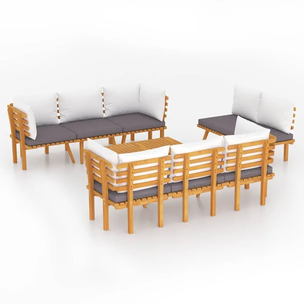 Garden Lounge Set 8 Piece Outdoor Furniture Brown Solid Wood Patio Sectional