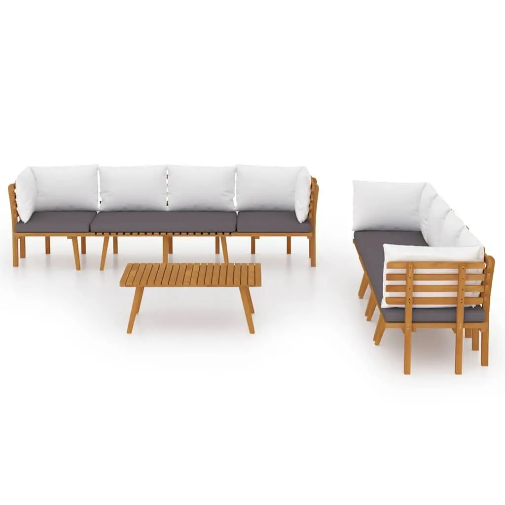 Garden Lounge Set 8 Piece Outdoor Furniture Brown Solid Wood Patio Sectional