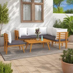 7 Piece Garden Lounge Set with Cushions Solid Acacia Wood Outdoor Patio
