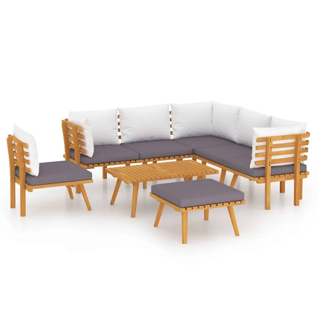 Garden Lounge Set 8 Piece Outdoor Furniture Acacia Wood Patio with Cushions