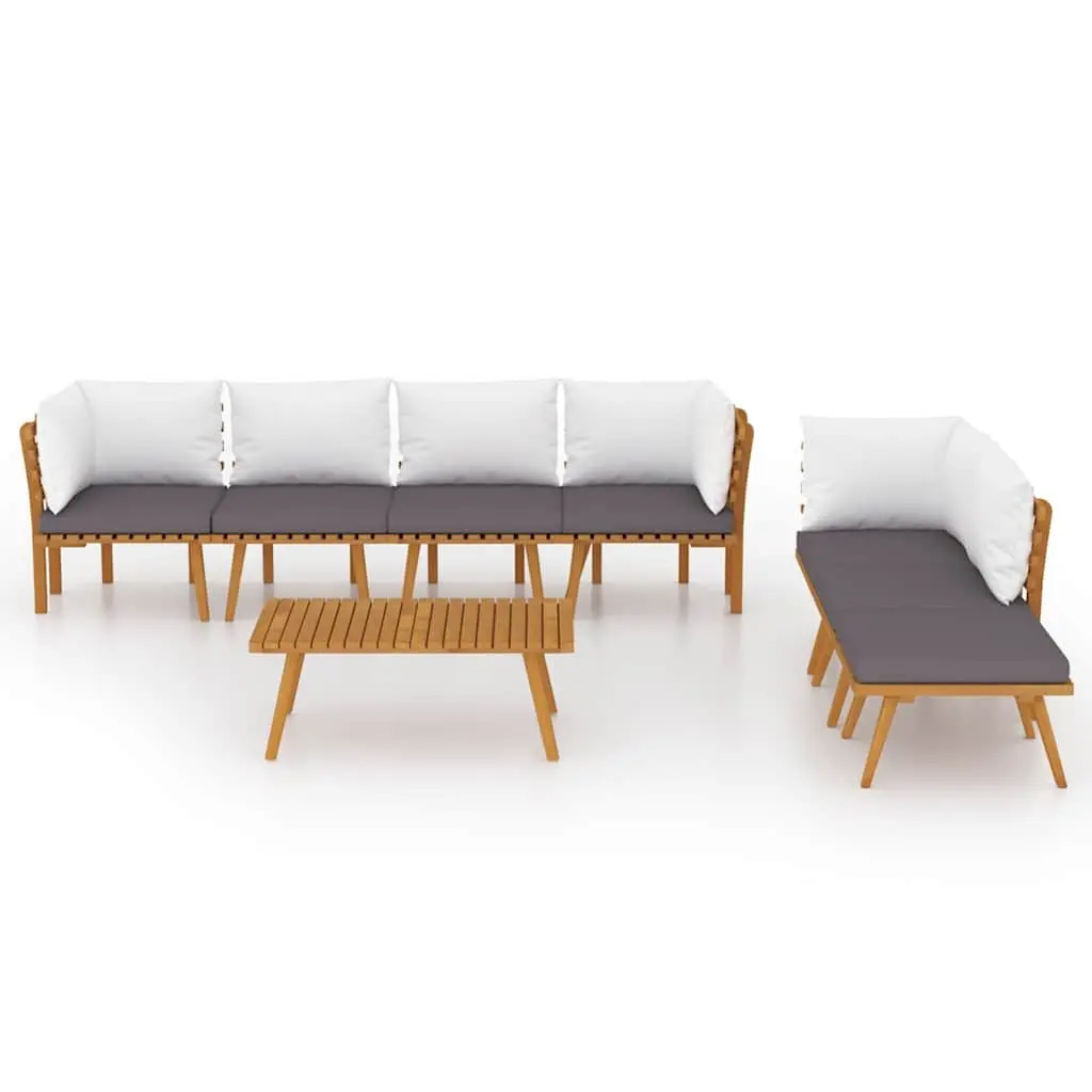 Garden Lounge Set 8 Piece Outdoor Furniture Acacia Wood Patio with Cushions