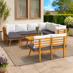 9 Piece Garden Lounge Set Outdoor Patio Furniture Solid Wood Acacia with