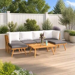 7 Piece Garden Lounge Set with Cushions Solid Acacia Wood Outdoor Patio