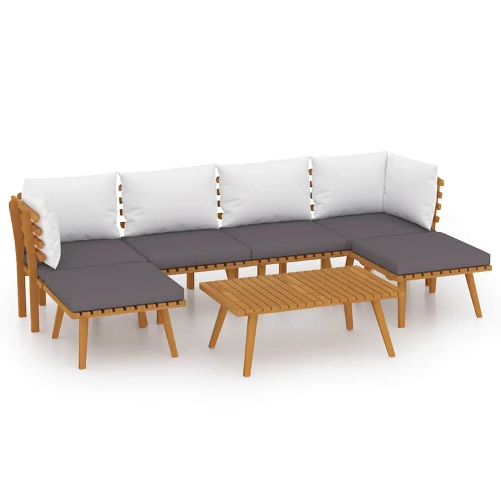 7 Piece Garden Lounge Set Brown Solid Acacia Wood Outdoor Patio with Cushions
