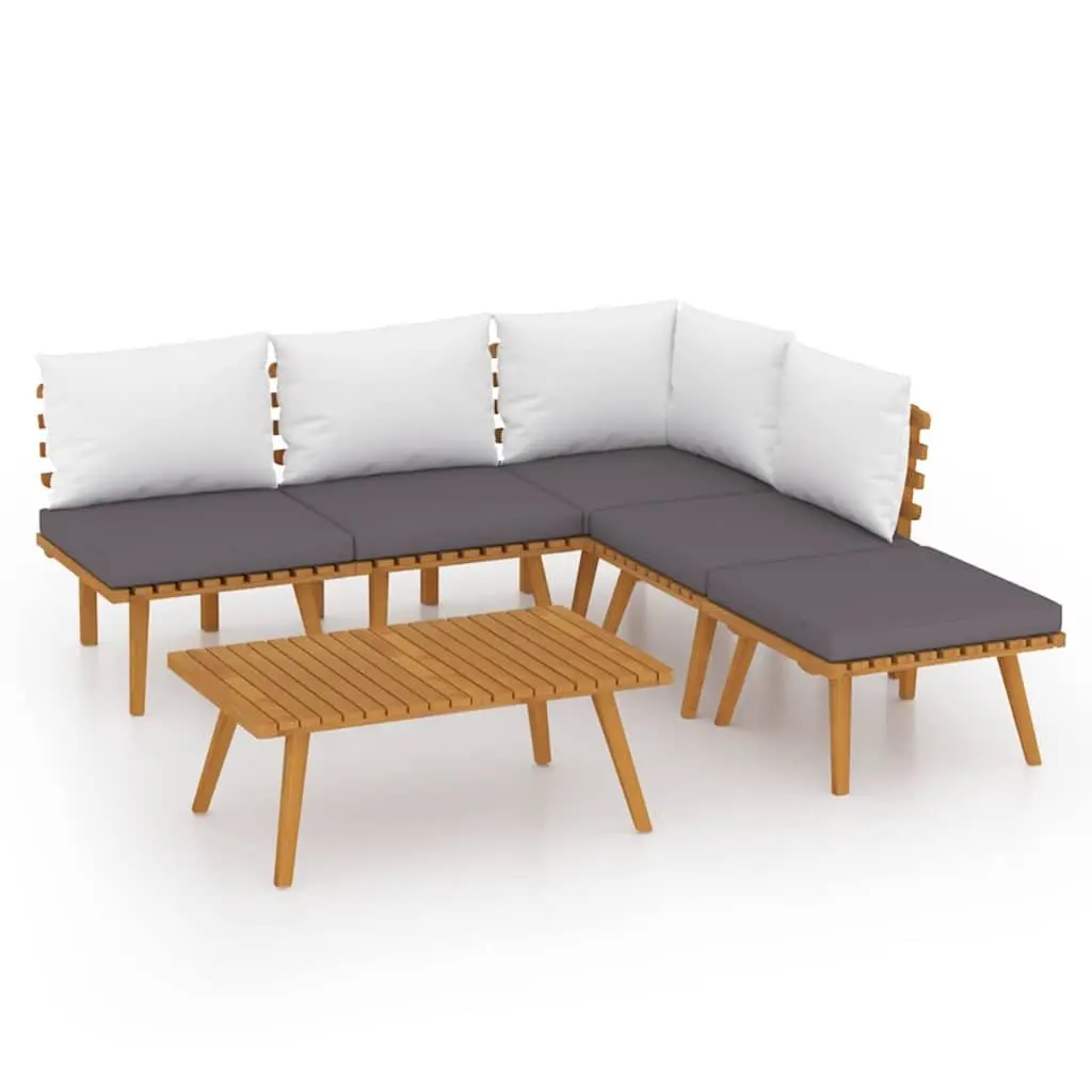 Garden Lounge Set Brown 6 Piece Outdoor Furniture Patio Acacia Wood with Cushions