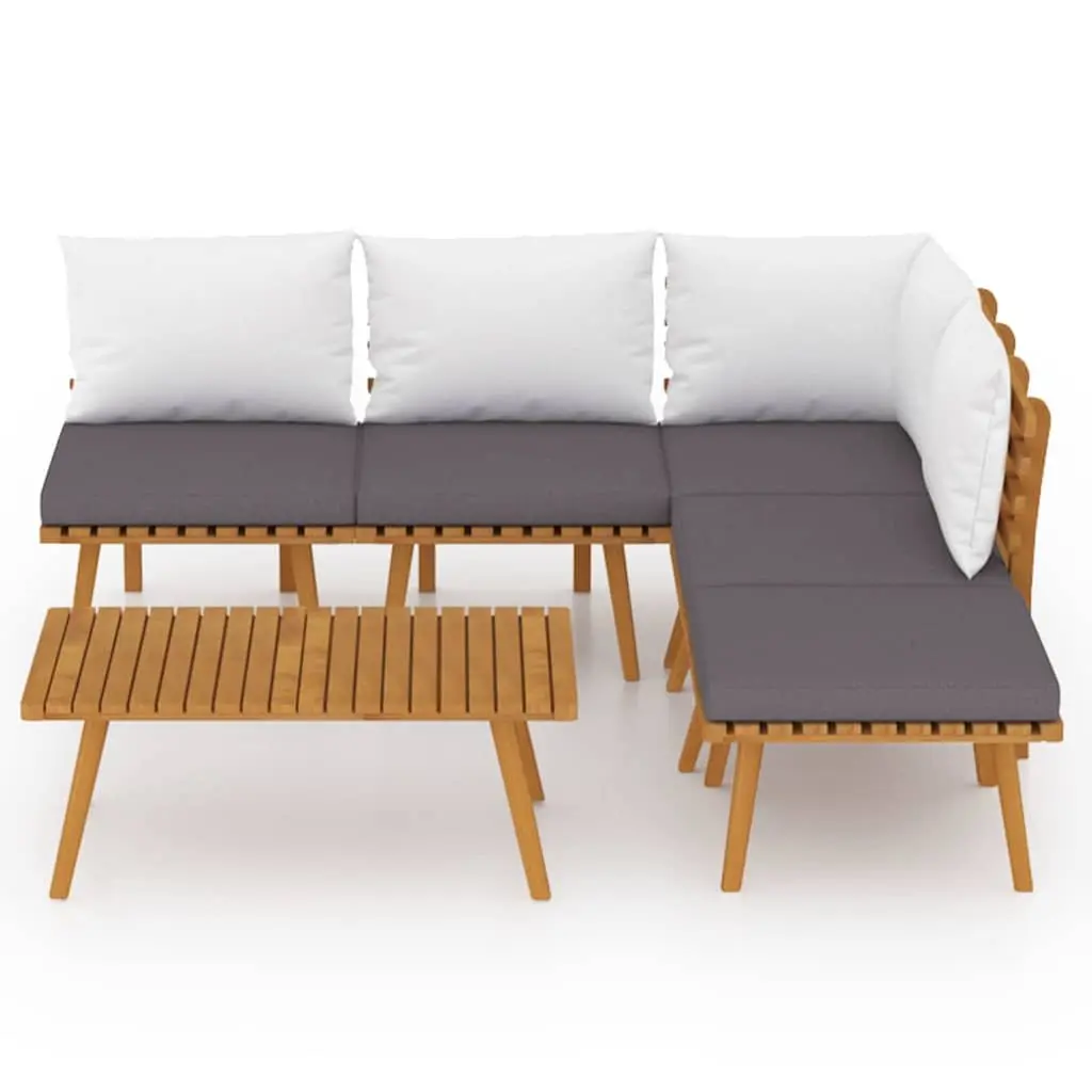 Garden Lounge Set Brown 6 Piece Outdoor Furniture Patio Acacia Wood with Cushions