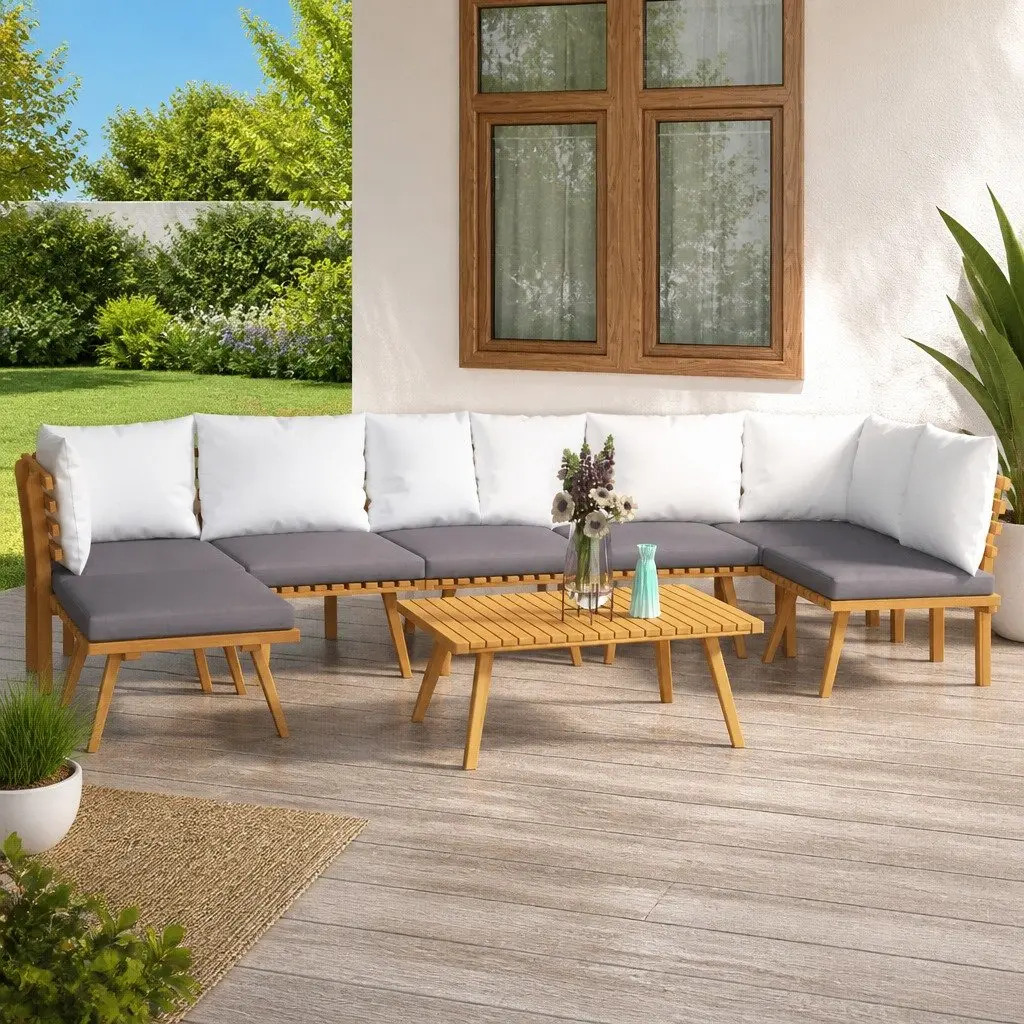 Garden Lounge Set 8 Piece Outdoor Patio Furniture Solid Wood Acacia with