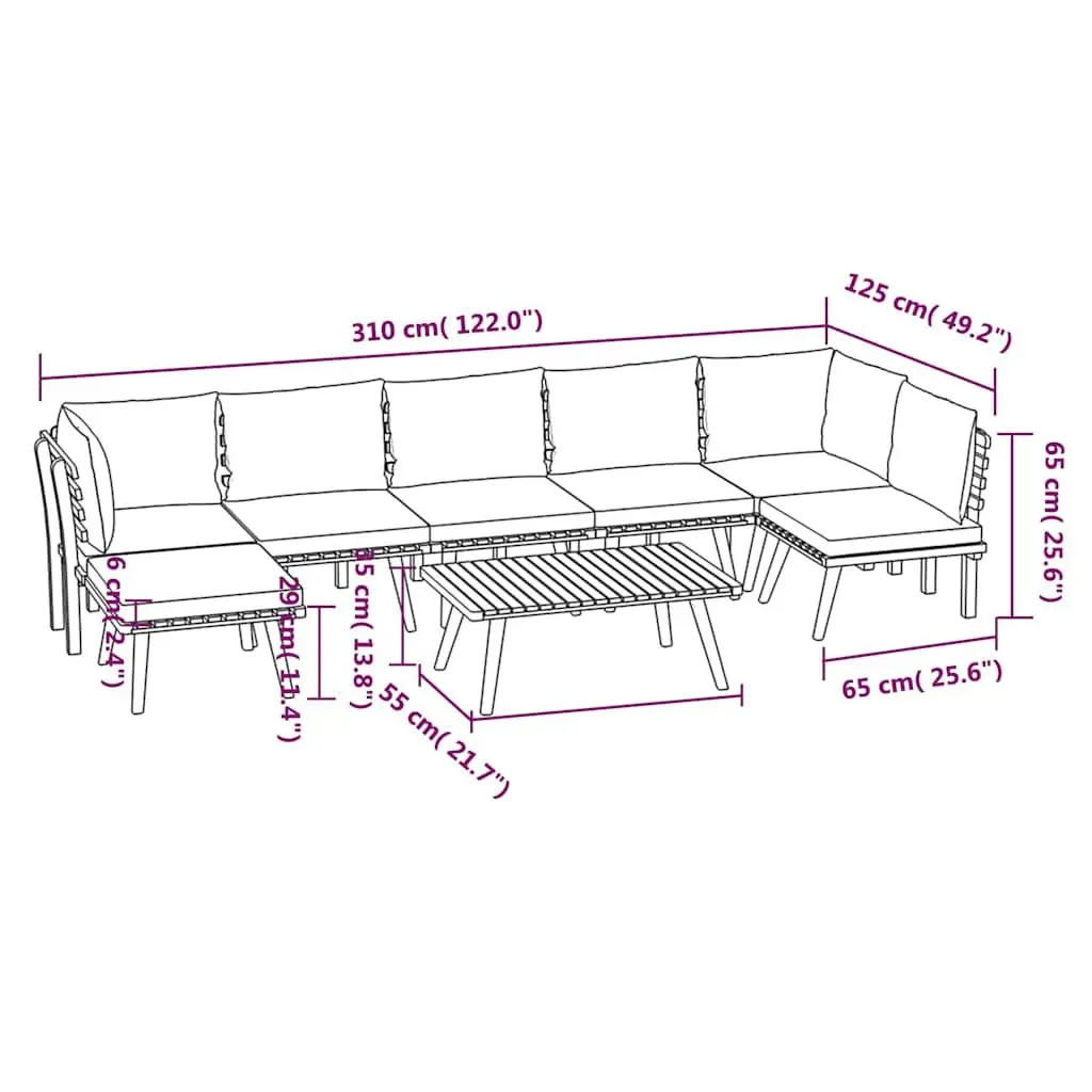 Garden Lounge Set 8 Piece Outdoor Patio Furniture Solid Wood Acacia with