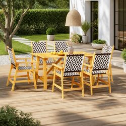 Garden Dining Set 7 Piece Outdoor Patio Furniture Acacia Wood Chairs Table