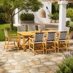 9 Piece Garden Dining Set Outdoor Patio Acacia Wood Chairs Table Furniture
