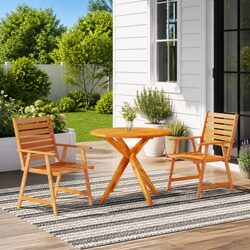 3-Piece Outdoor Dining Set - Solid Acacia Wood Construction