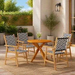 Garden Dining Set 5 Piece Outdoor Furniture Patio Table Chairs Brown Wood