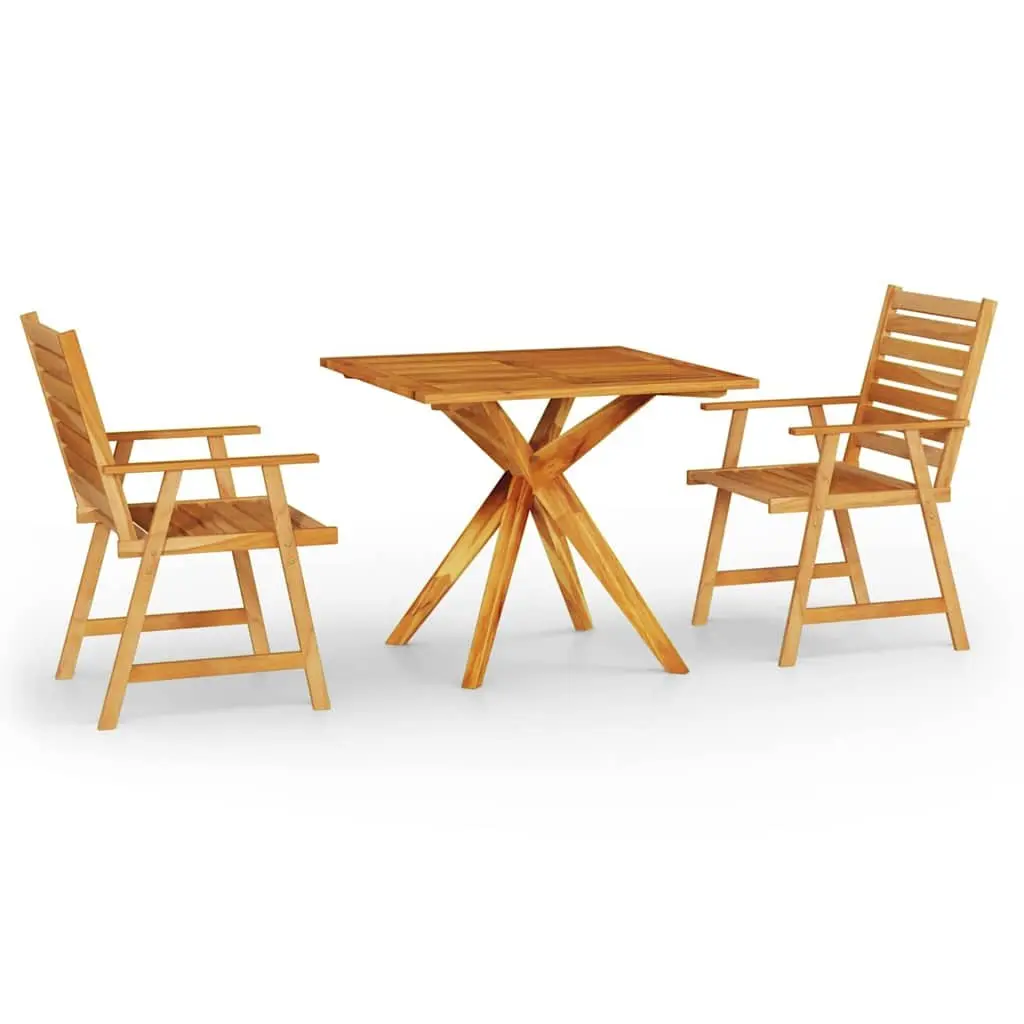 Garden Dining Set 3 Piece Solid Wood Acacia Outdoor Patio Table Chairs