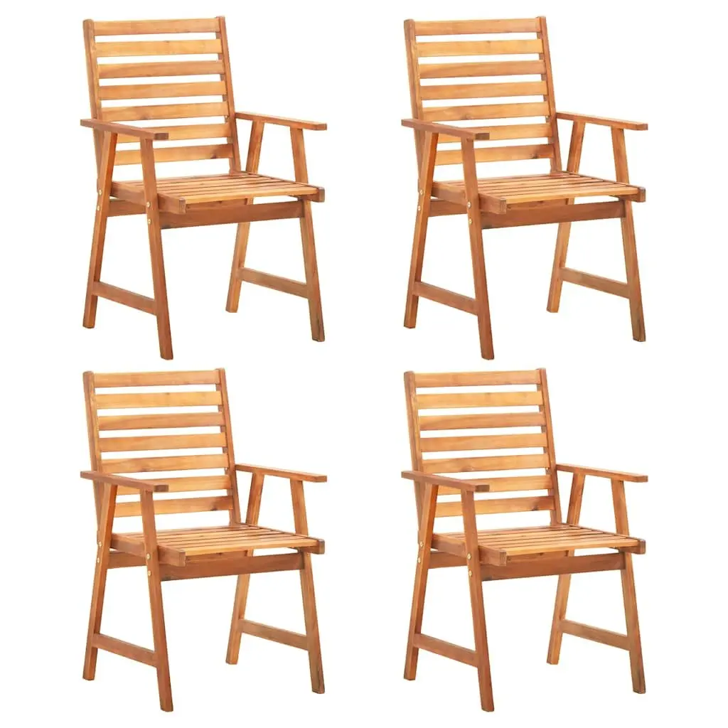 5 Piece Garden Dining Set Brown Solid Acacia Wood Outdoor Patio Furniture