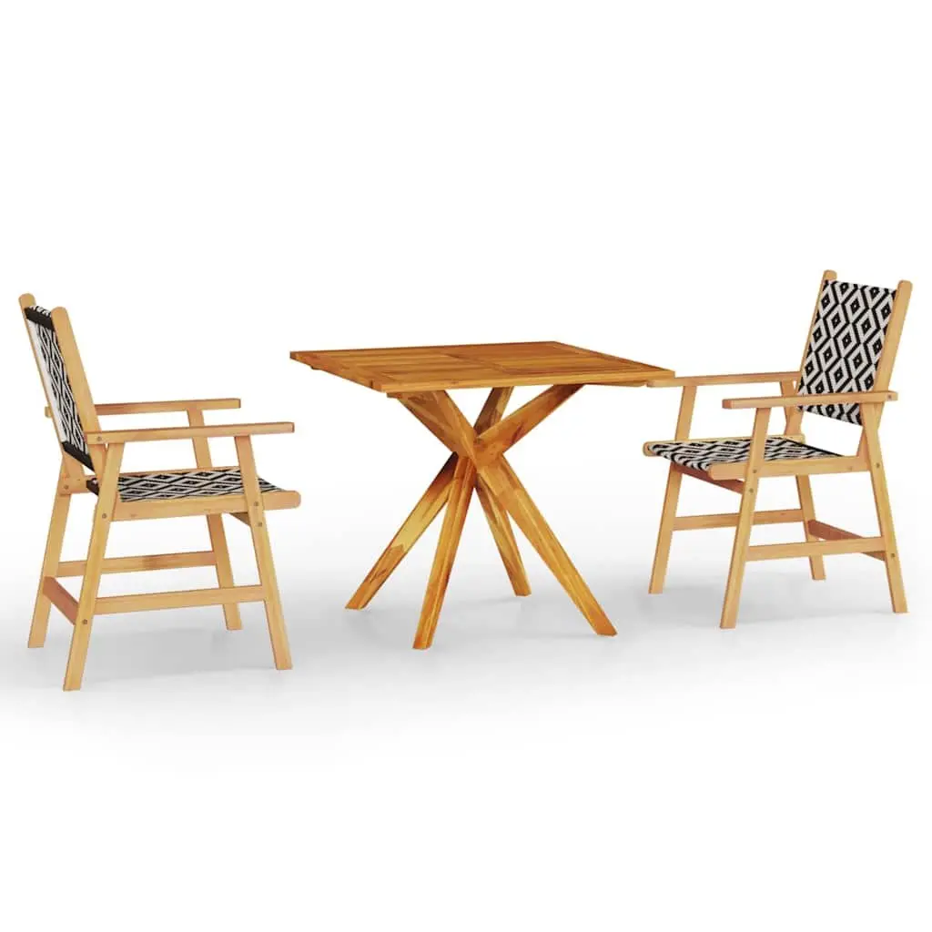 Garden Dining Set 3 Piece Outdoor Patio Furniture Solid Wood Brown