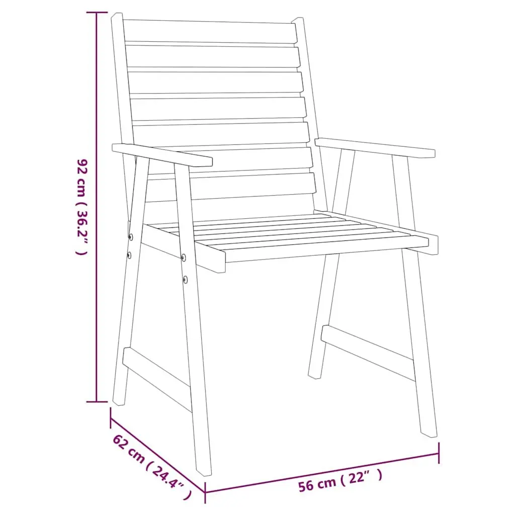 5 Piece Garden Dining Set Brown Solid Acacia Wood Outdoor Patio Furniture