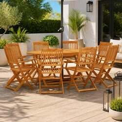 Compact and Stylish 9 Piece Outdoor Dining Set