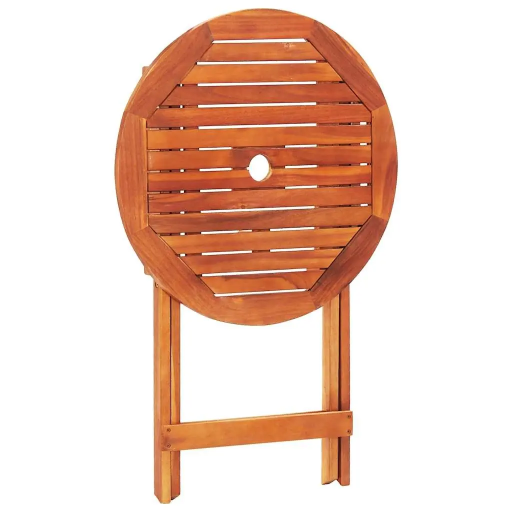 3 Piece Folding Outdoor Dining Set Brown Eucalyptus Wood Weather-Resistant Garden Patio Table