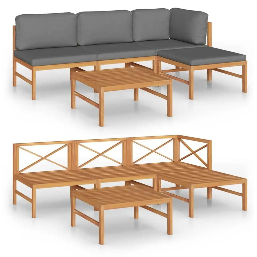 5-Piece Teak Outdoor Lounge Set with Cushions