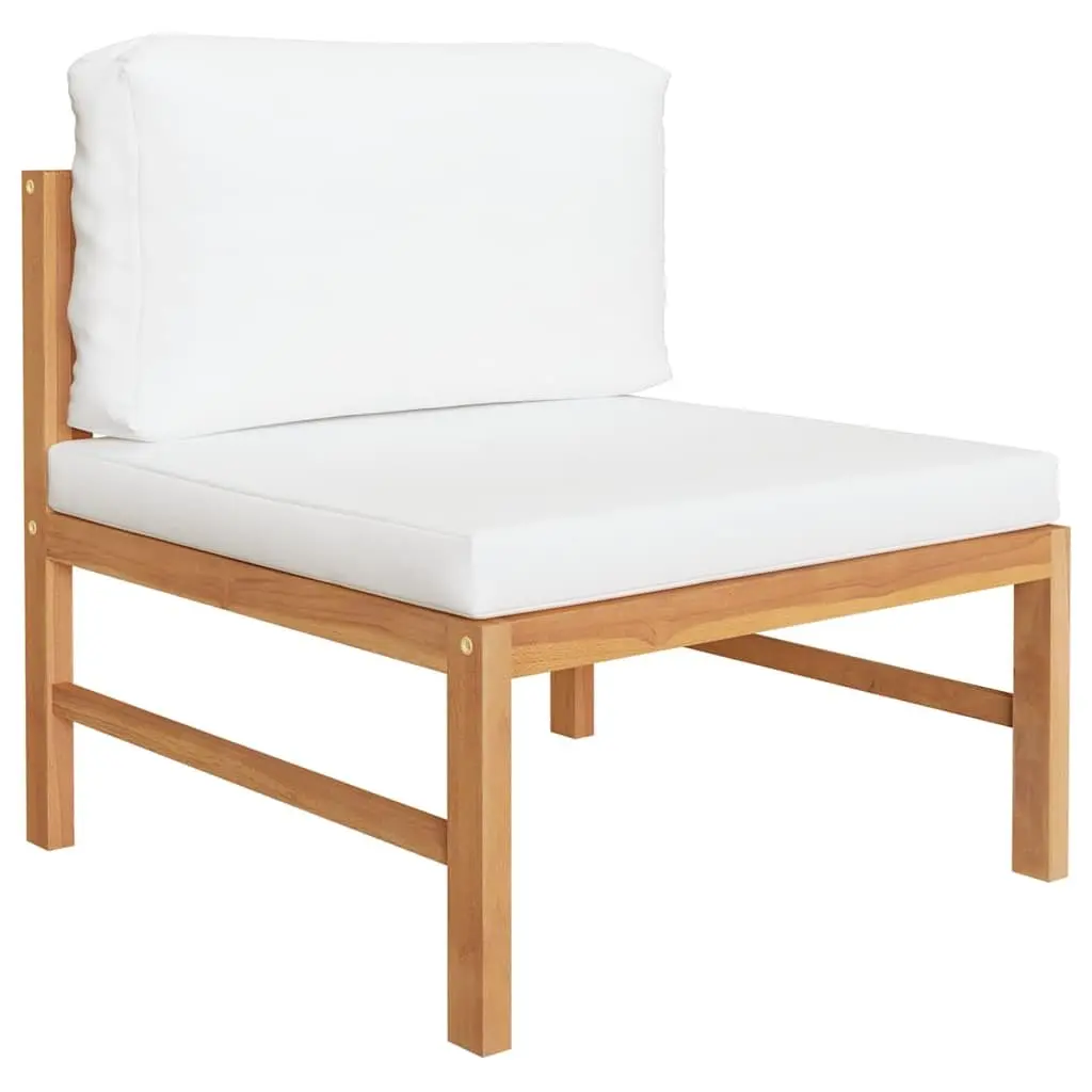 Garden Lounge Set Cream 6 Piece Outdoor Furniture Teak Wood Construction Padded Cushions