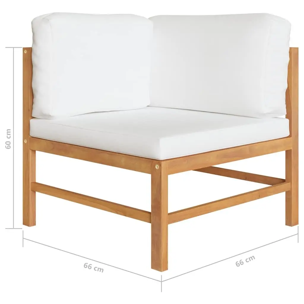 Garden Lounge Set Cream 6 Piece Outdoor Furniture Teak Wood Construction Padded Cushions