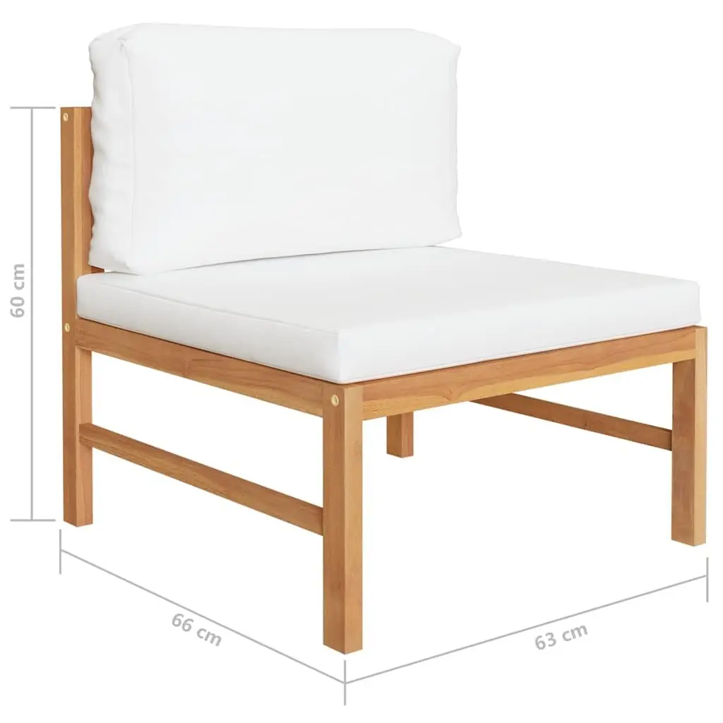 Garden Lounge Set Cream 6 Piece Outdoor Furniture Teak Wood Construction Padded Cushions