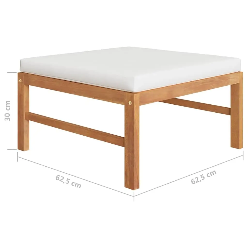 Garden Lounge Set Cream 6 Piece Outdoor Furniture Teak Wood Construction Padded Cushions