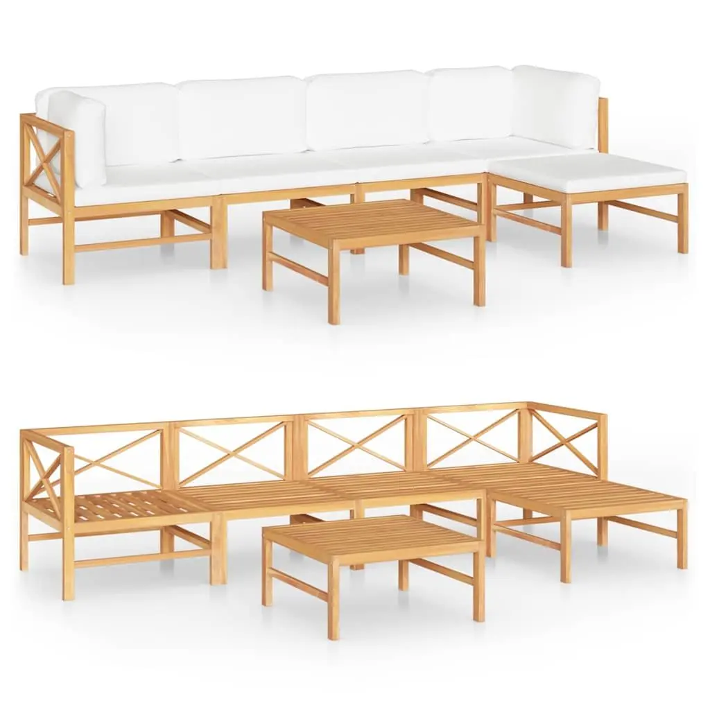 Garden Lounge Set Cream 6 Piece Outdoor Furniture Sofa with Cushions Weather Resistant