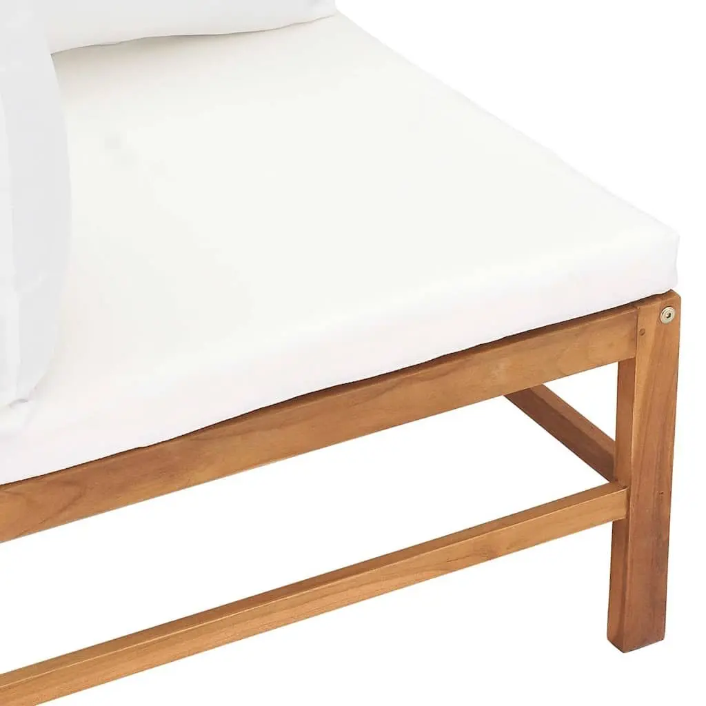 2-Seater Garden Sofa Cream Solid Teak Wood Outdoor Furniture with Cushions