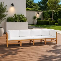 Compact 4-Seater Garden Sofa with Teak Frame