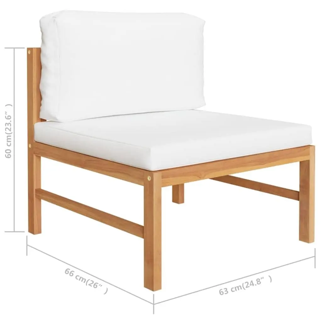 Garden Lounge Set 9 Piece Outdoor Furniture Teak Wood with Cream Cushions Patio