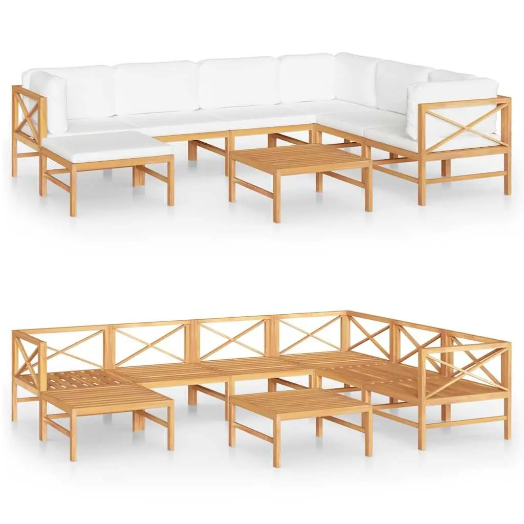 Garden Lounge Set Teak 8 Piece Outdoor Furniture Patio Sofa with Cushions