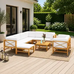 Garden Lounge Set 10 Piece Outdoor Furniture Patio Sofa Table Chair Cushions