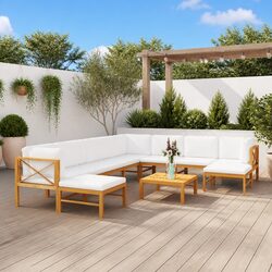 11 Piece Teak Outdoor Lounge Set with Cushions