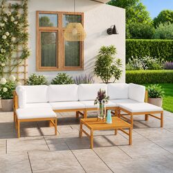 Concise 7 Piece Teak Garden Lounge Set