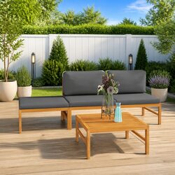 Concise 4-Piece Outdoor Lounge Set with Grey Cushions
