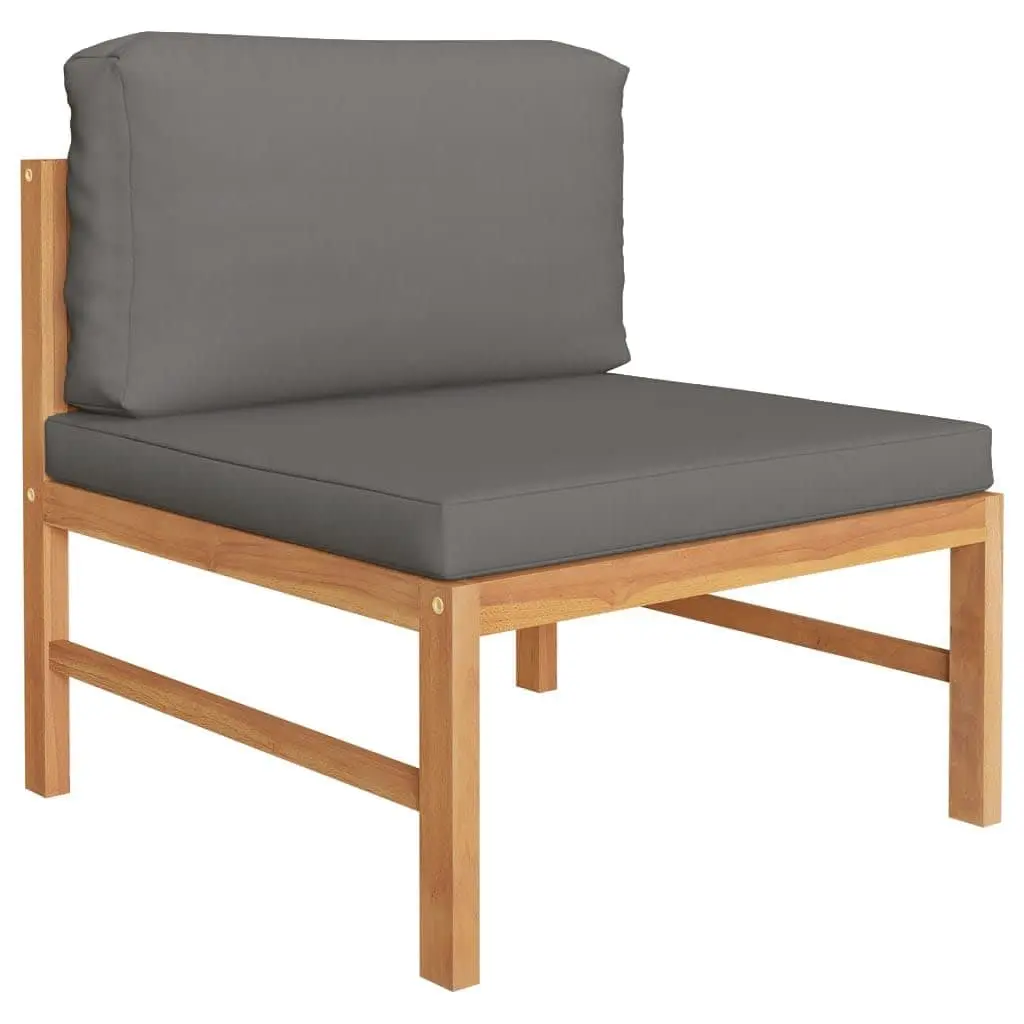 Garden Lounge Set 4 Piece Outdoor Furniture Grey Cushions Teak Wood Patio
