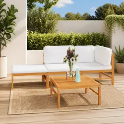 Your Ideal Outdoor Lounge Set: 4 Pieces with Cream Cushions