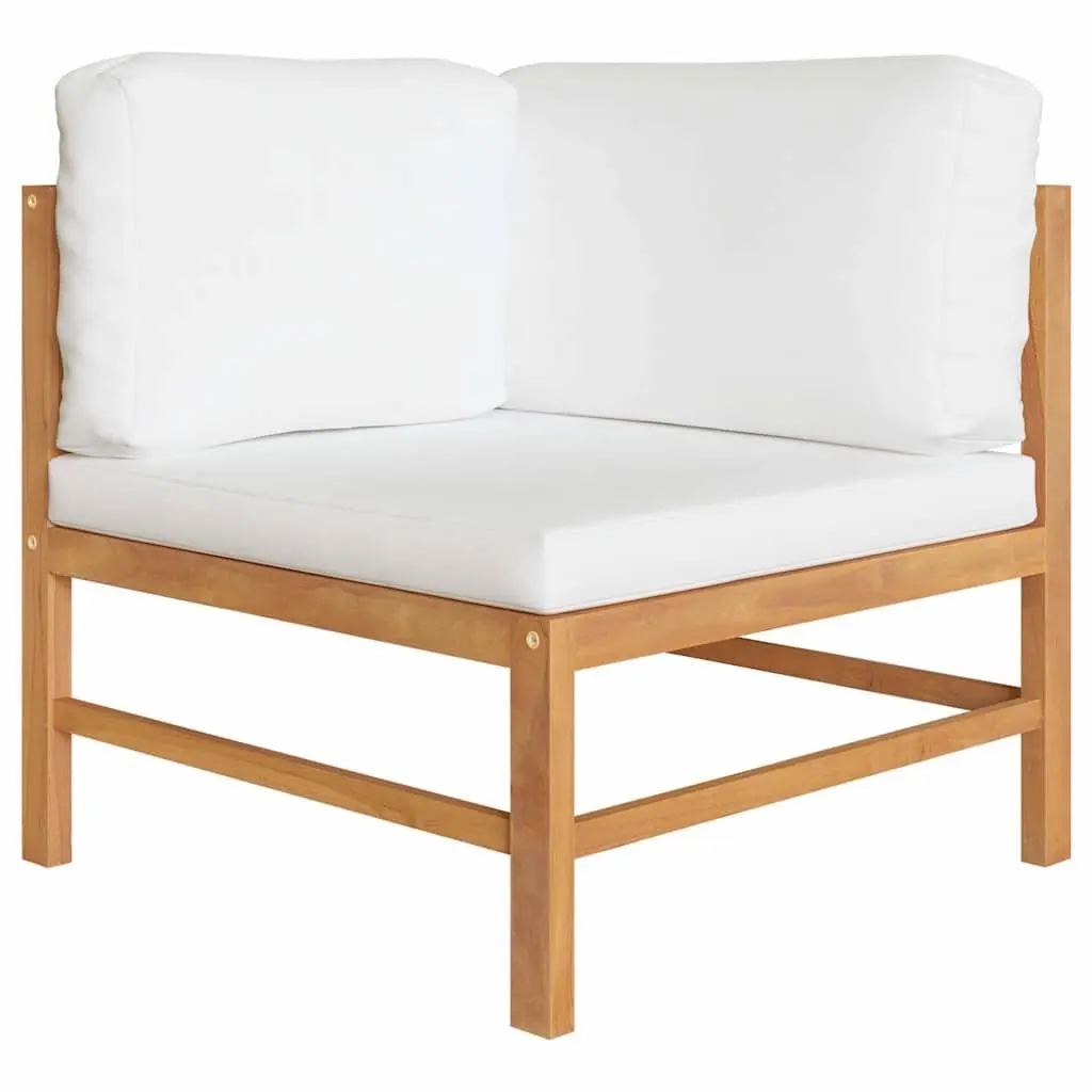 Garden Lounge Set 4 Piece Outdoor Furniture Teak Wood Cream Cushions Patio