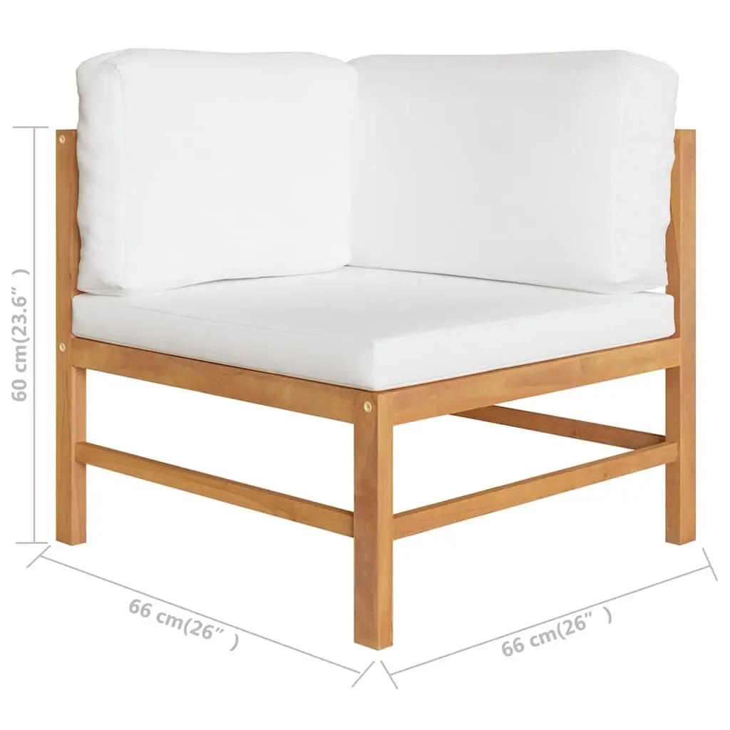 Garden Lounge Set 4 Piece Outdoor Furniture Teak Wood Cream Cushions Patio