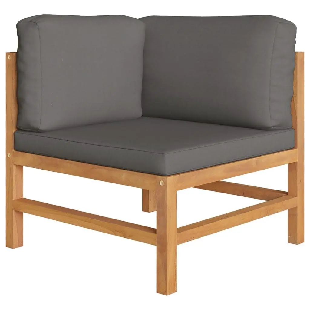 Garden Lounge Set Grey 8 Piece Teak Wood Outdoor Furniture with Cushions