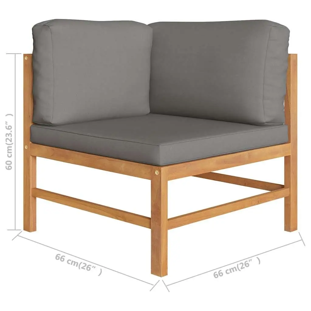 Garden Lounge Set Grey 8 Piece Teak Wood Outdoor Furniture with Cushions