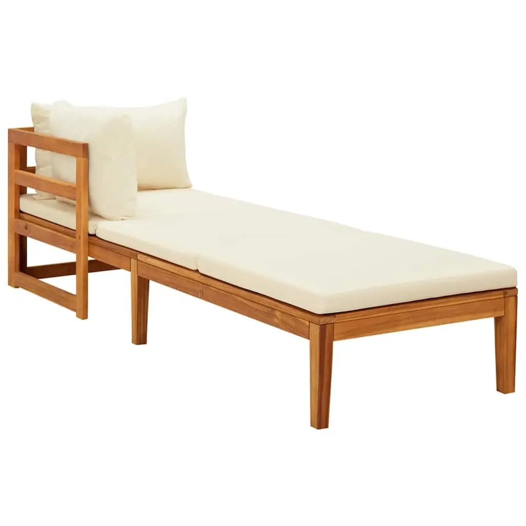 Garden Lounge Set 3 Piece Outdoor Patio Furniture Acacia Wood Cream Cushions