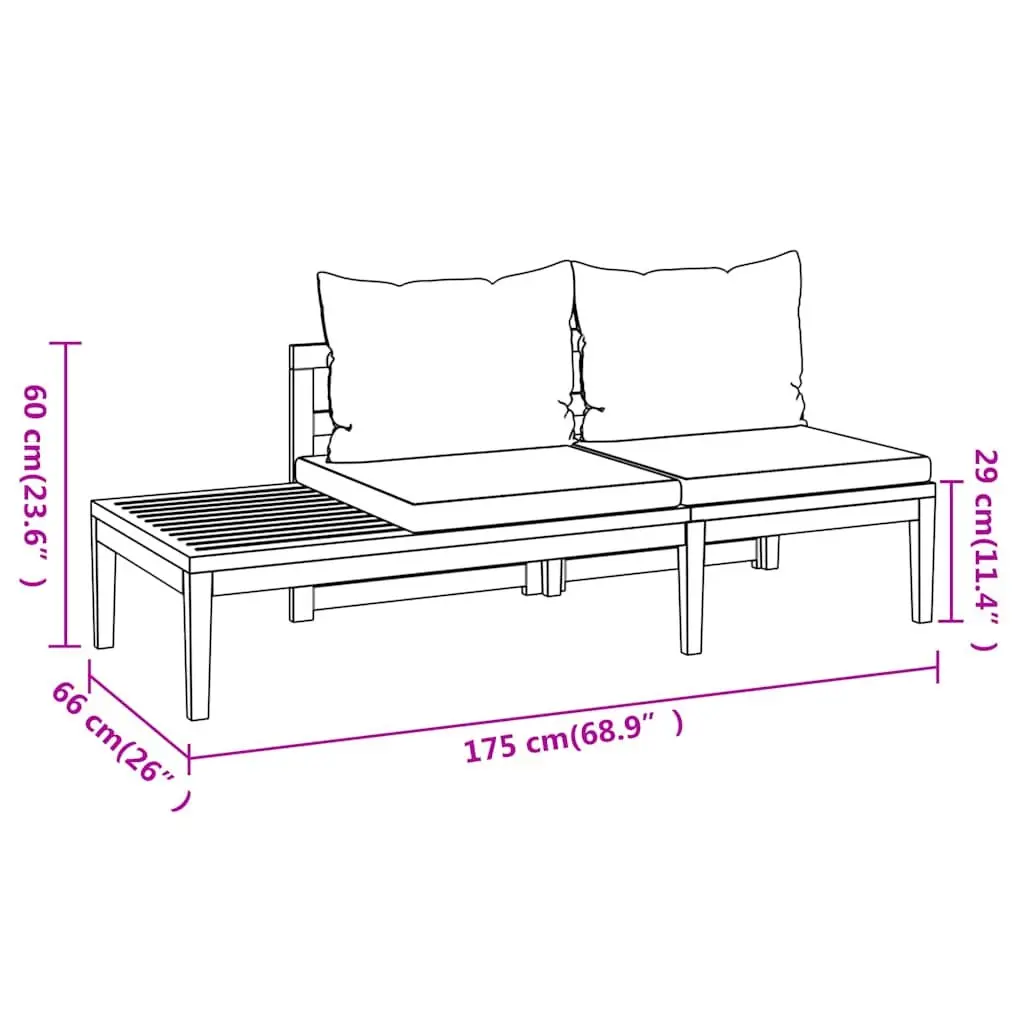 Garden Lounge Set 4 Piece Acacia Wood Patio Furniture with Grey Cushions
