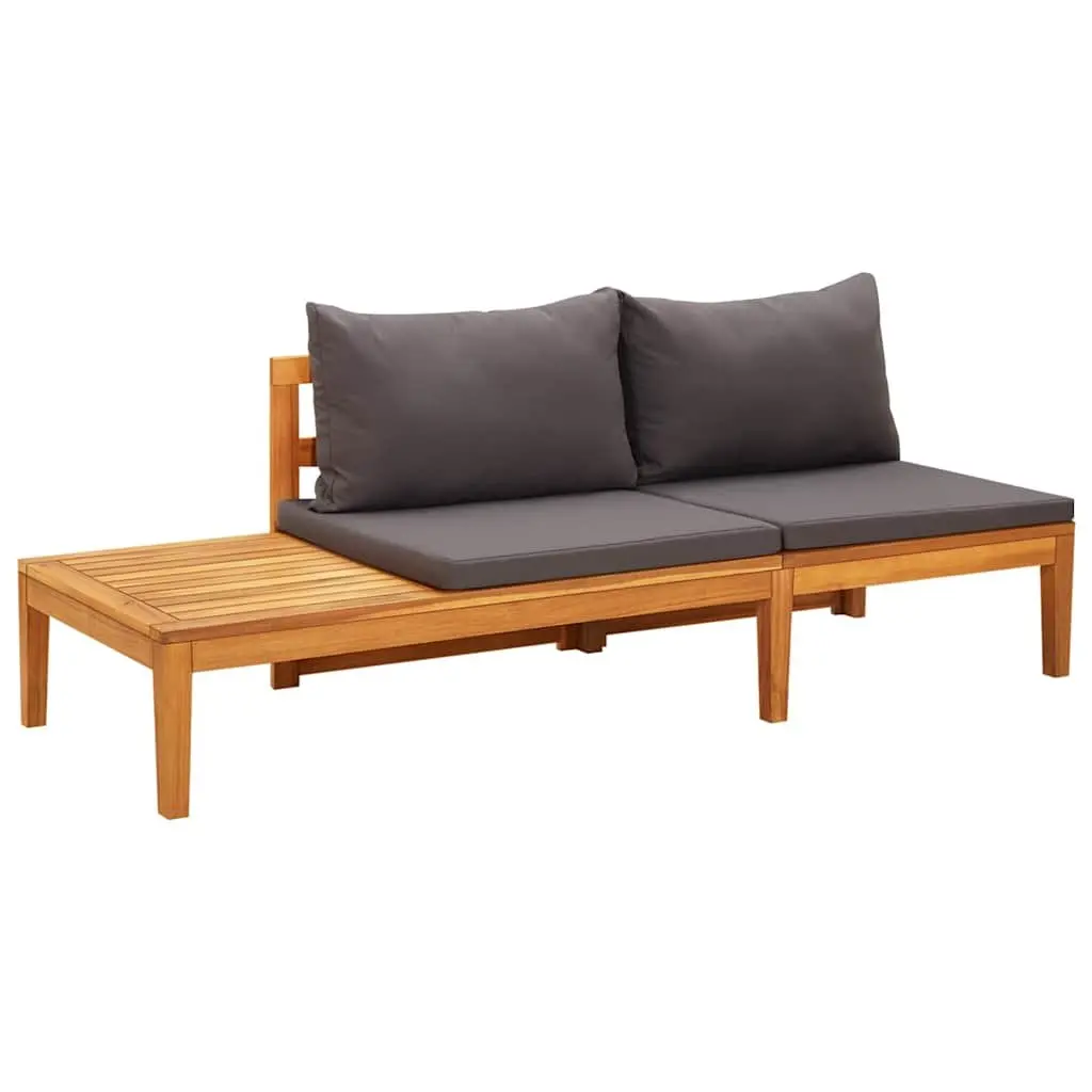Garden Lounge Set 4 Piece Acacia Wood Patio Furniture with Grey Cushions
