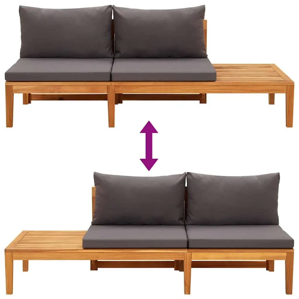 Garden Lounge Set 4 Piece Acacia Wood Patio Furniture with Grey Cushions